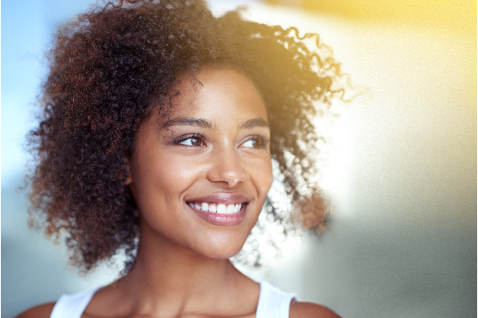A happy client smiling